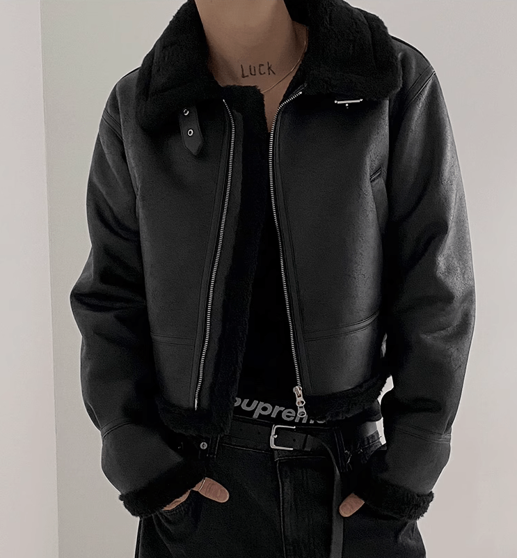 SUEDE MOTORCYCLE LEATHER JACKET