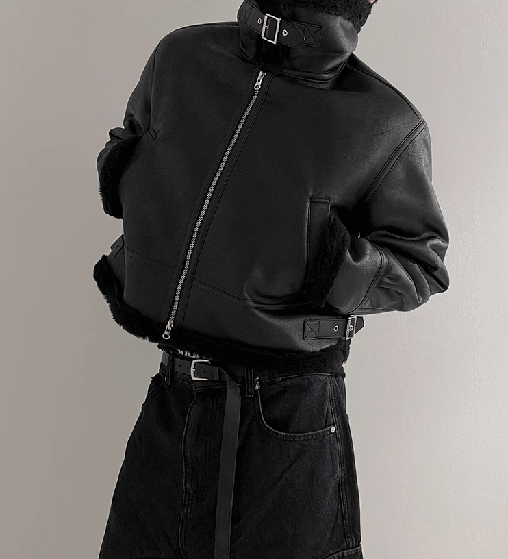SUEDE MOTORCYCLE LEATHER JACKET