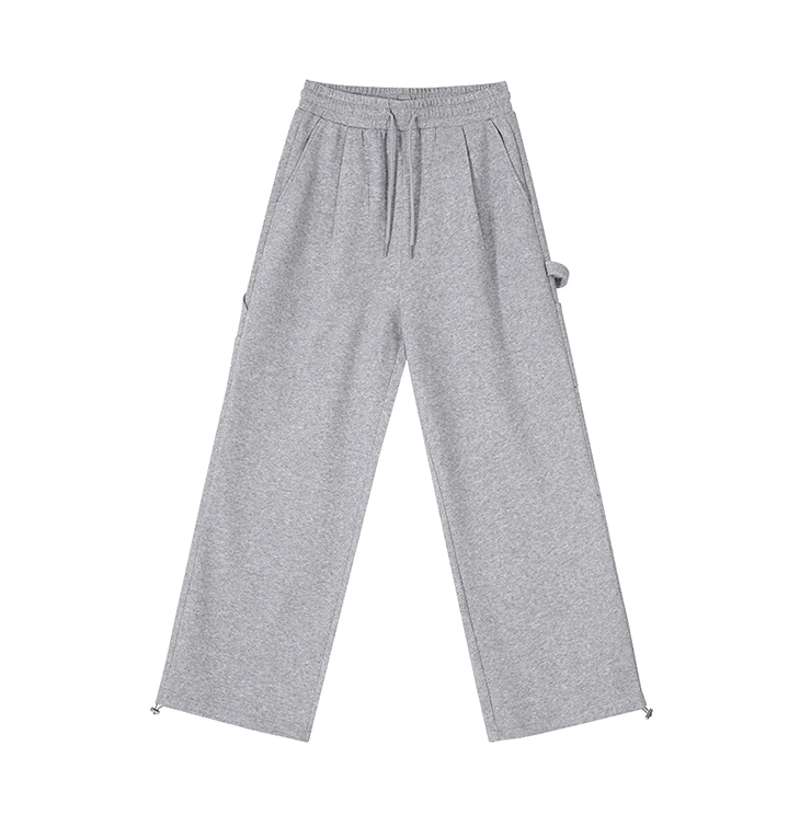 GRAY BUTTON-UP HOODIE & WIDE SWEATPANTS SET