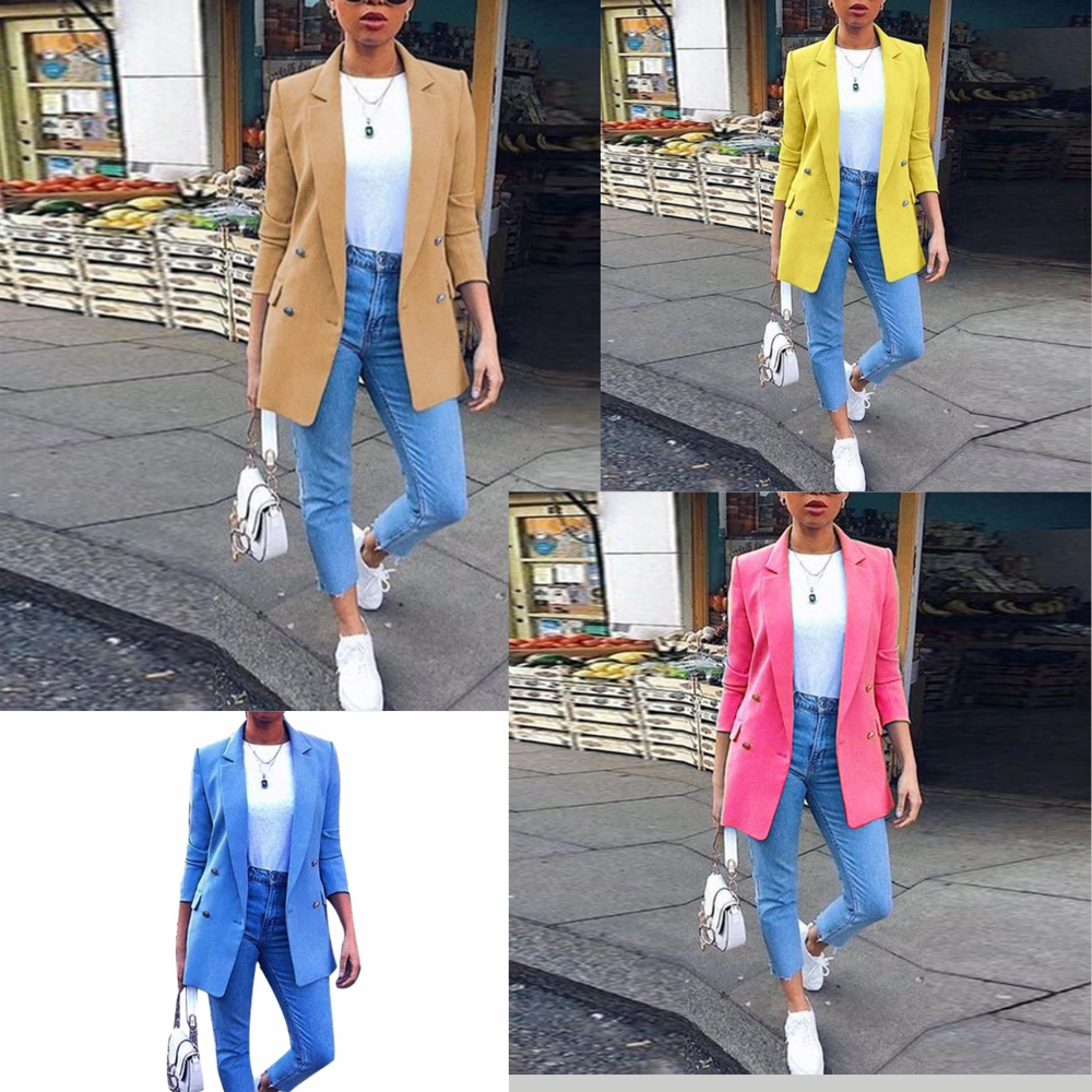 Rocal Outlet | Solid Double-Breasted Blazer