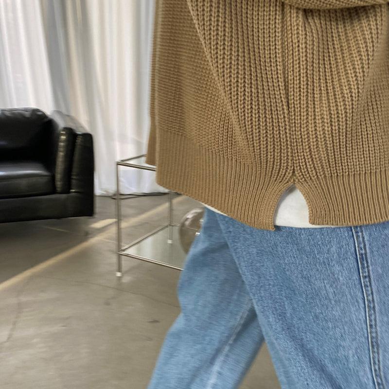 KNITTED BUTTON-UP SHIRT SWEATER