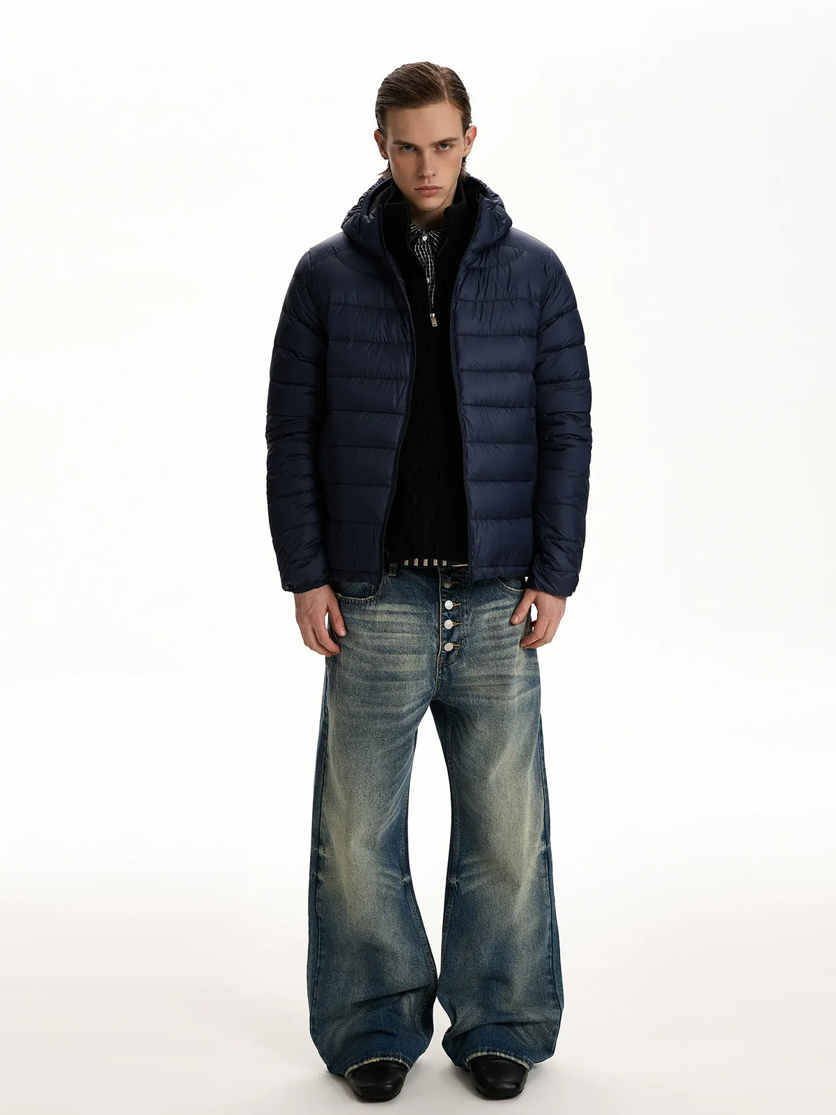 RT No. 50240 RIBBED DOWN HOODED JACKET