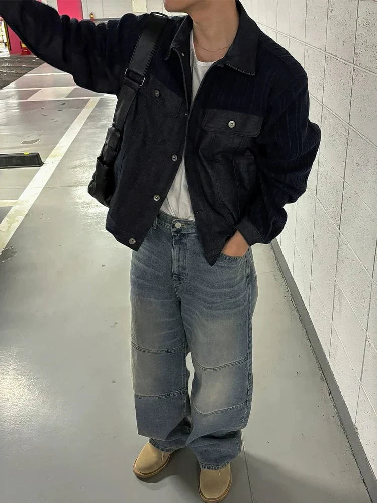 RT No. 32606 NAVY BLUE CORDUROY PATCH JACKET