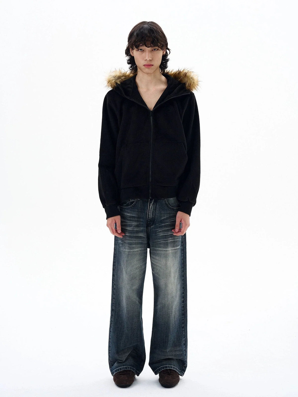 RT No. 32502 VELVET FUR ZIP HOODIE