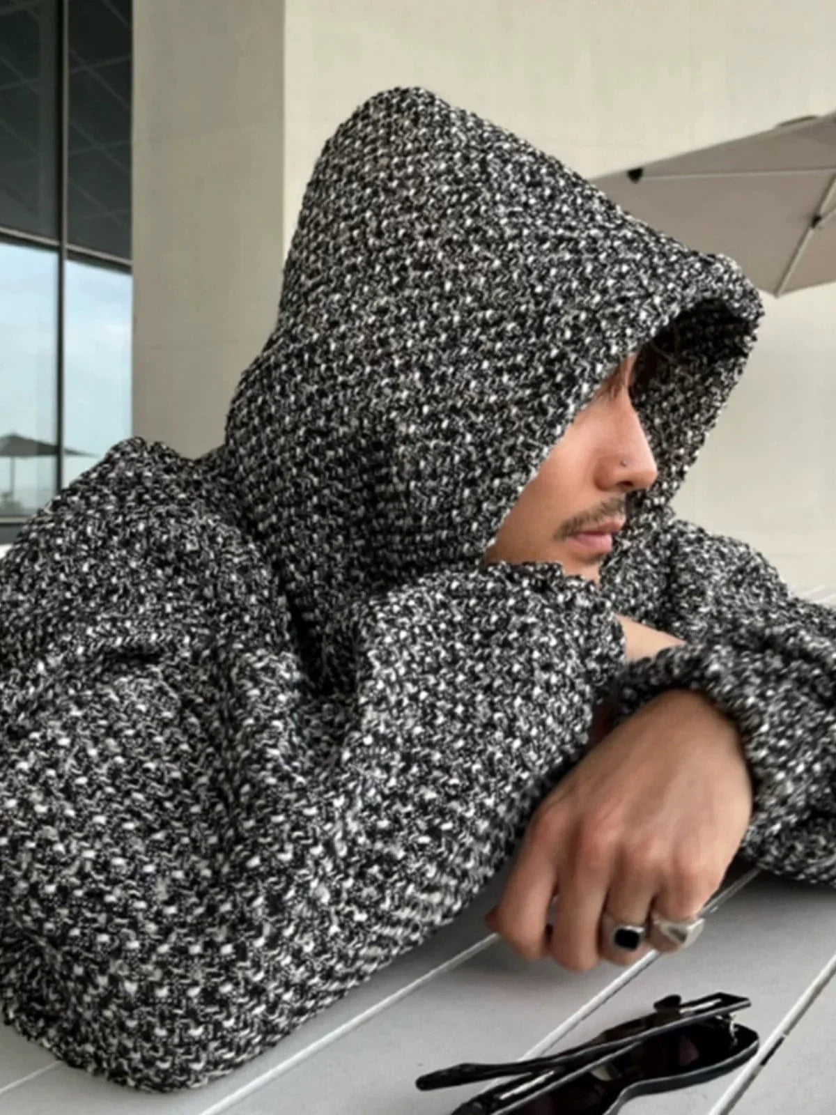 TWEED PULLOVER HOODIE