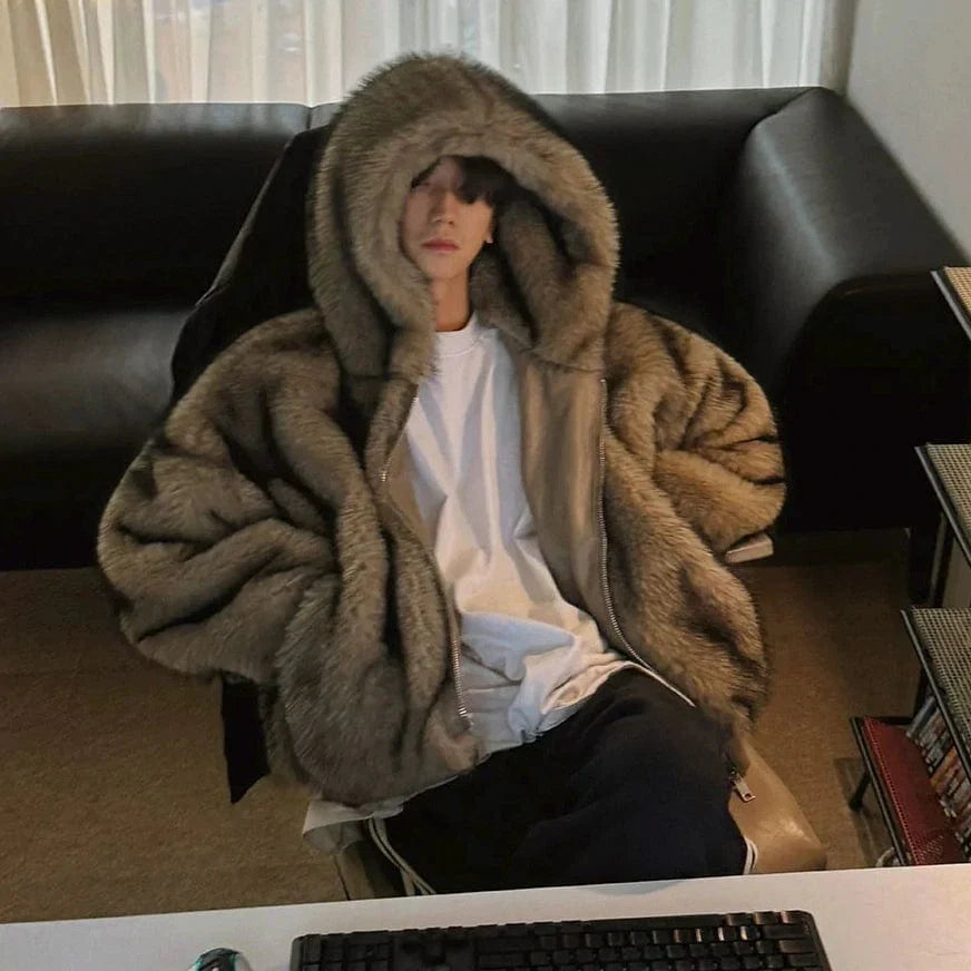 FUR ZIP-UP HOODIE