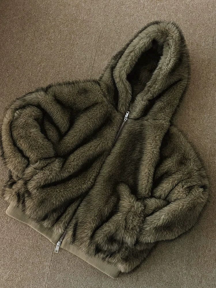 FUR ZIP-UP HOODIE