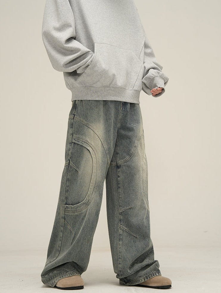 DECONSTRUCTED DENIM STRAIGHT JEANS
