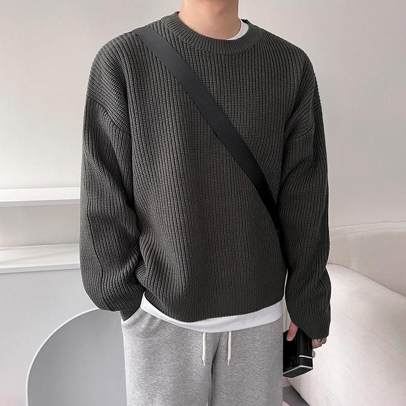 KNITTED PULLOVER ROUND NECK SWEATER