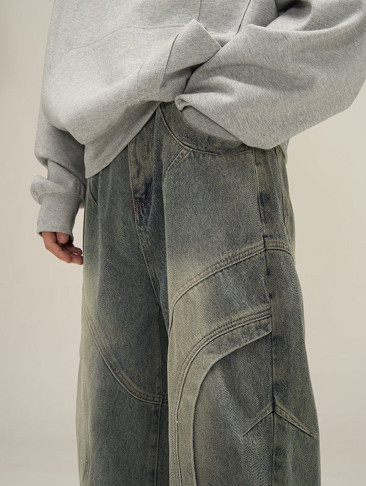 DECONSTRUCTED DENIM STRAIGHT JEANS
