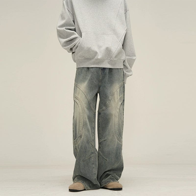 DECONSTRUCTED DENIM STRAIGHT JEANS
