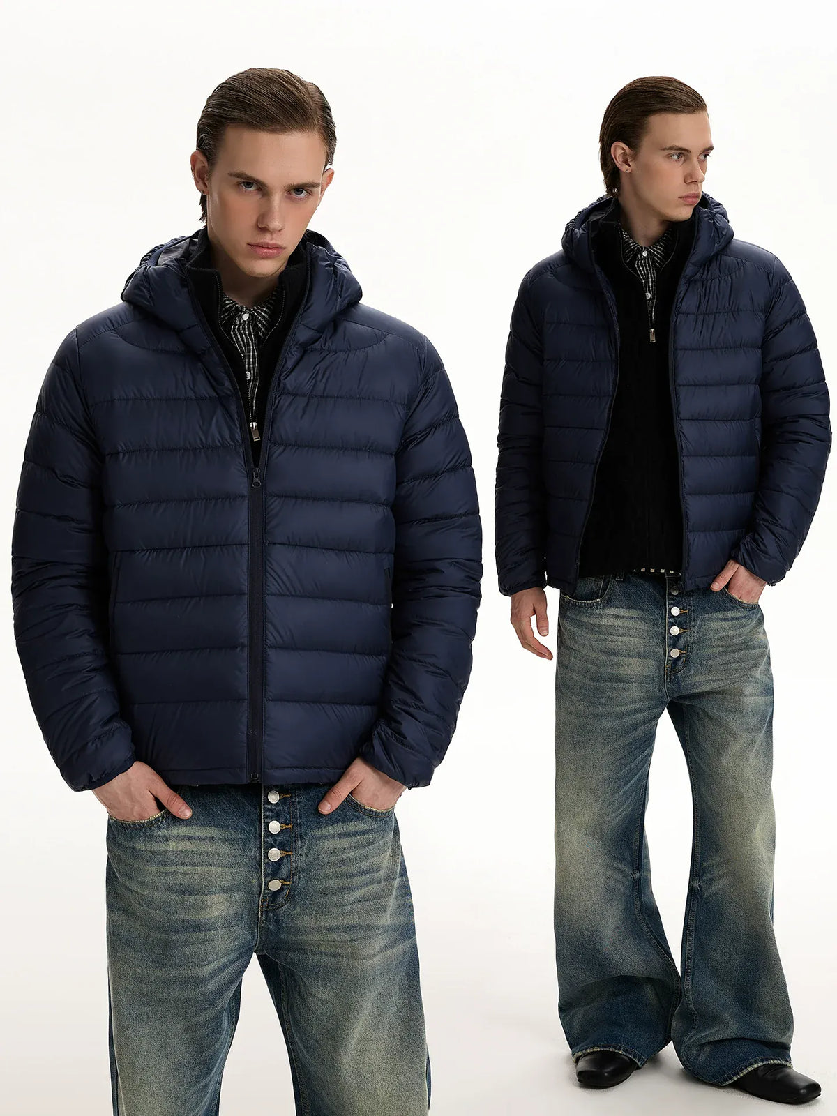 RT No. 50240 RIBBED DOWN HOODED JACKET