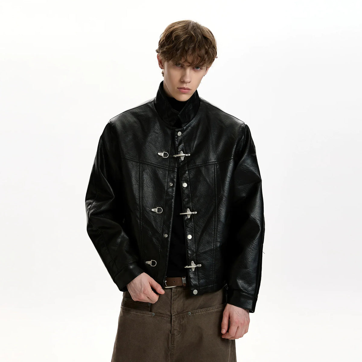 RT No. 50012 KNIGHT BUCKLE BOXY LEATHER JACKET