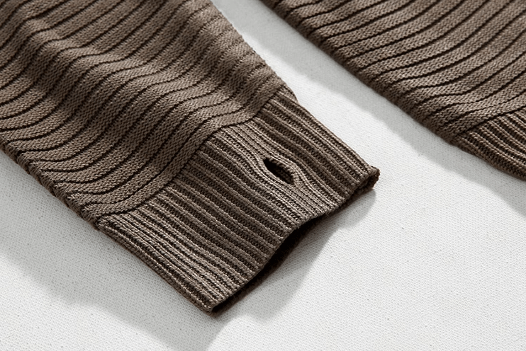 STRIPED KNITTED PULLOVER HOODIE