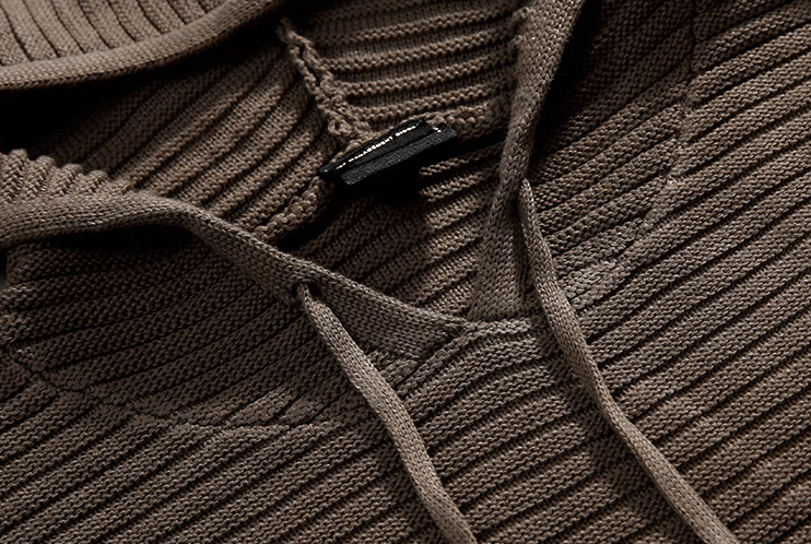 STRIPED KNITTED PULLOVER HOODIE