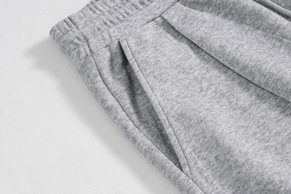 GRAY BUTTON-UP HOODIE & WIDE SWEATPANTS SET