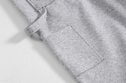 GRAY BUTTON-UP HOODIE & WIDE SWEATPANTS SET