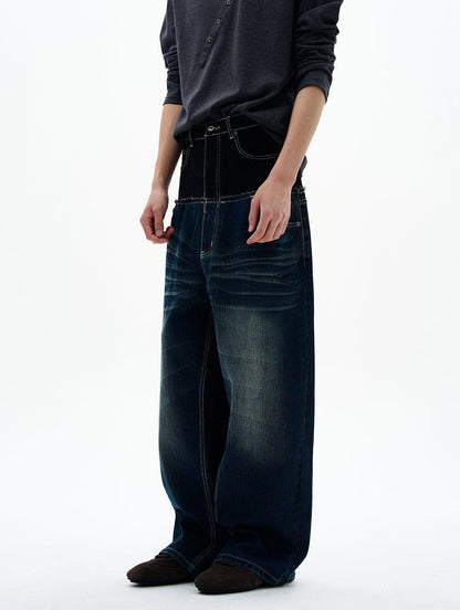 RT No. 32830 WASHED DOUBLE WAISTED DENIM JEANS
