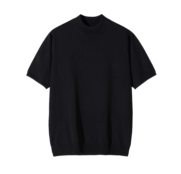 KNIT MOCK NECK SHORT SLEEVE