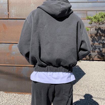CHARCOAL GRAY ZIP-UP HOODIE & SWEATPANTS