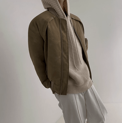 STRIPED KNITTED PULLOVER HOODIE