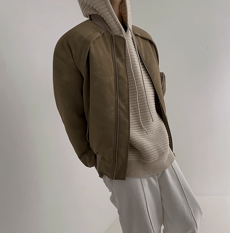 STRIPED KNITTED PULLOVER HOODIE