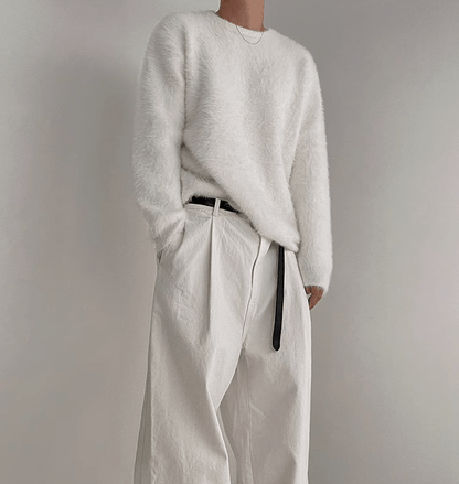 MOHAIR KNITTED ROUND NECK SWEATER
