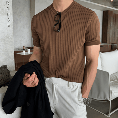 VERTICAL KNIT SHORT SLEEVE SHIRT
