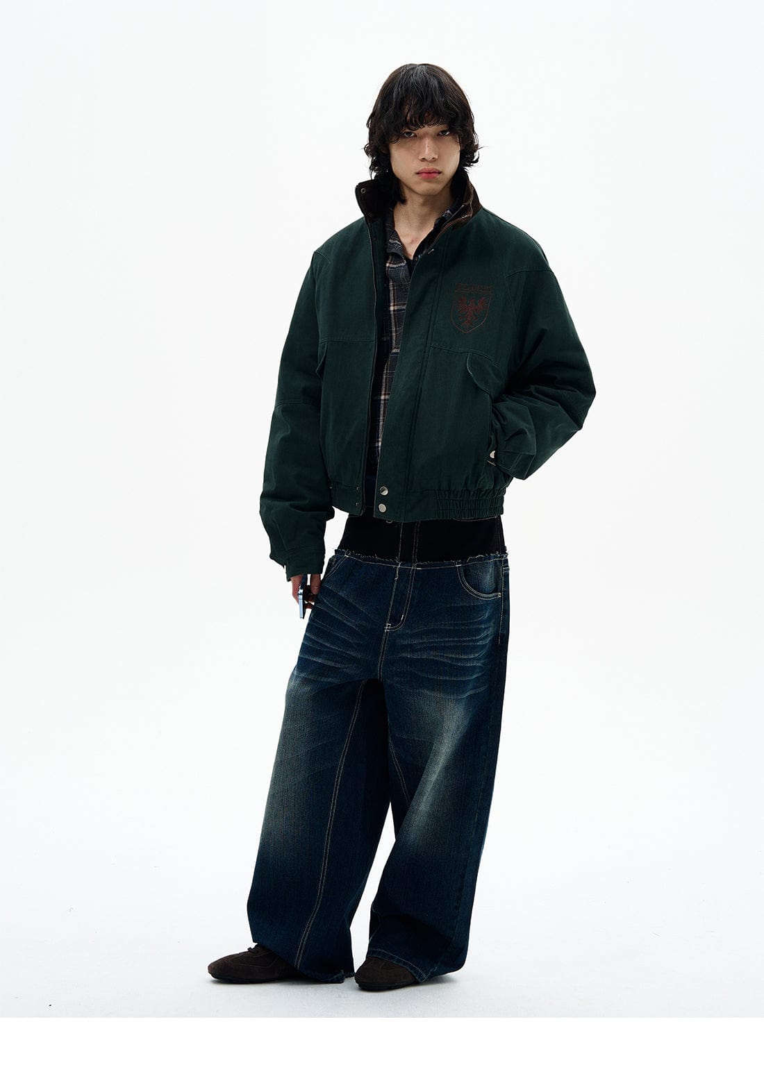 RT No. 32830 WASHED DOUBLE WAISTED DENIM JEANS