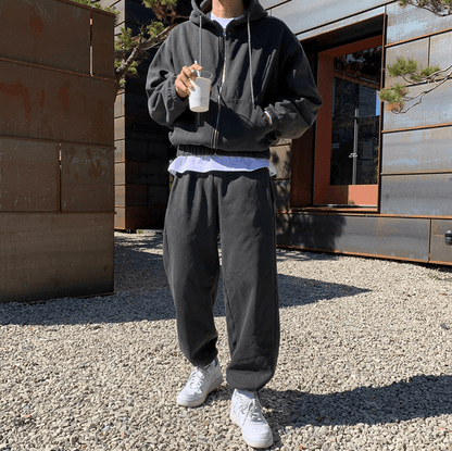CHARCOAL GRAY ZIP-UP HOODIE & SWEATPANTS