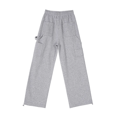 GRAY BUTTON-UP HOODIE & WIDE SWEATPANTS SET