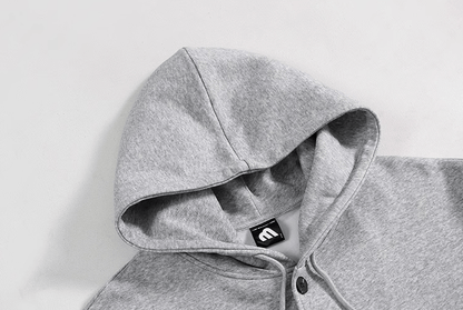 GRAY BUTTON-UP HOODIE & WIDE SWEATPANTS SET