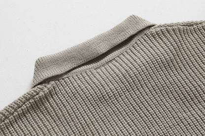 KNITTED HALF ZIP-UP COLLAR SWEATER