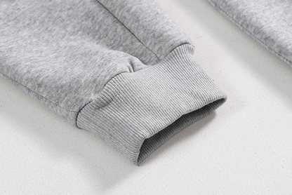 GRAY BUTTON-UP HOODIE & WIDE SWEATPANTS SET