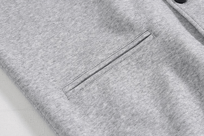 GRAY BUTTON-UP HOODIE & WIDE SWEATPANTS SET