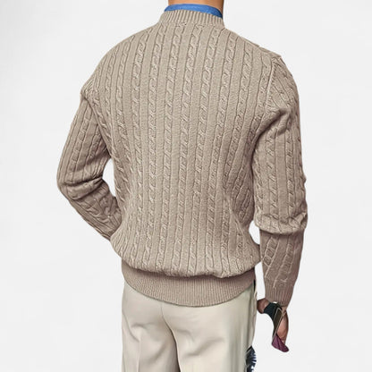 Rocal Outlet | Men's Crew Neck Twisted Rope Knit Sweater - Classic Cable Knit Jumper