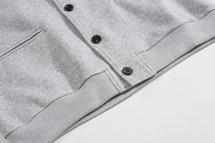 GRAY BUTTON-UP HOODIE & WIDE SWEATPANTS SET