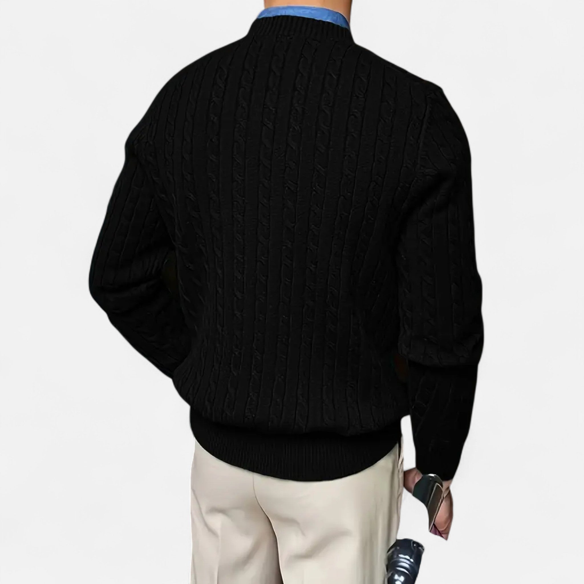 Rocal Outlet | Men's Crew Neck Twisted Rope Knit Sweater - Classic Cable Knit Jumper