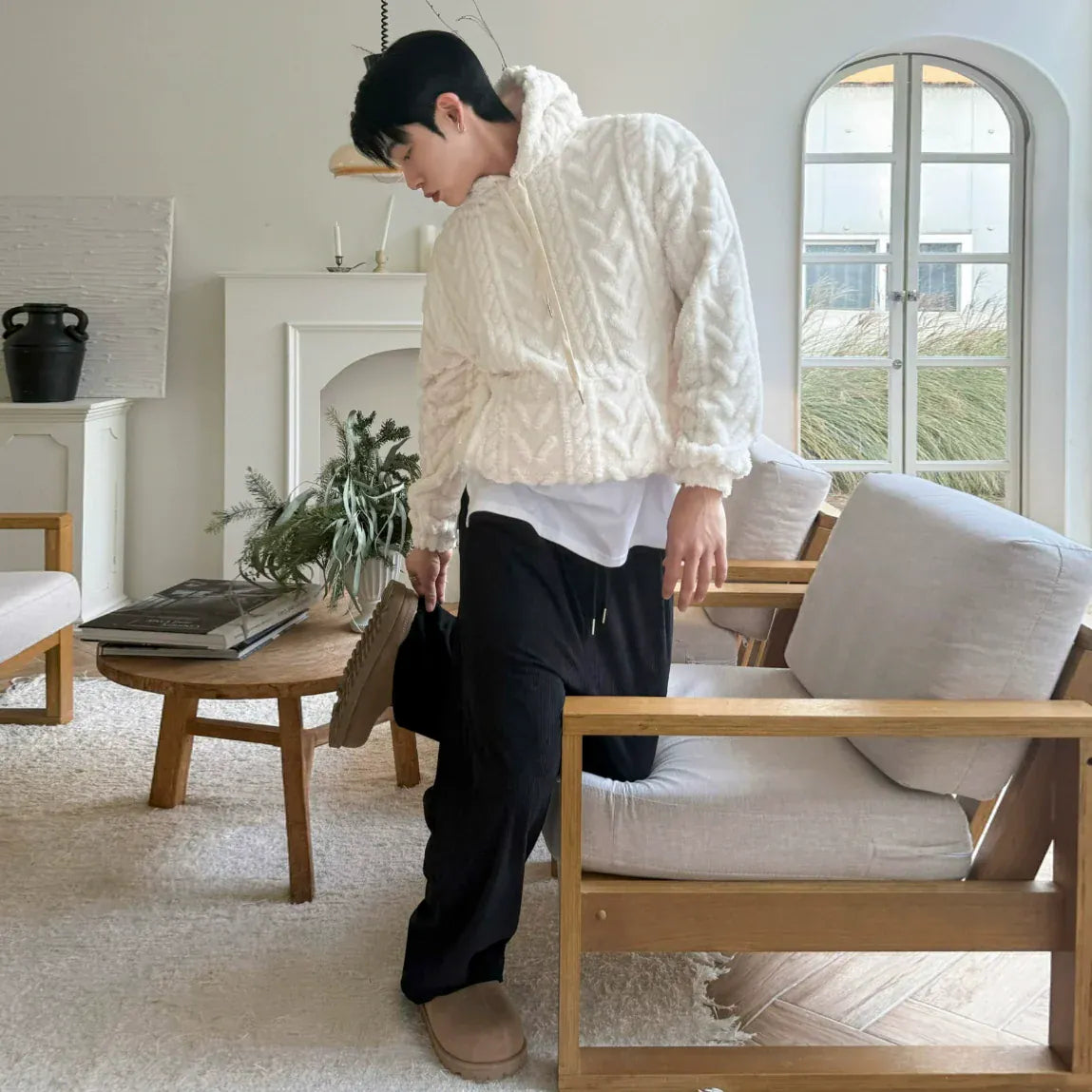 RT No. 42105 KNITWEAR TWIST PULLOVER HOODIE