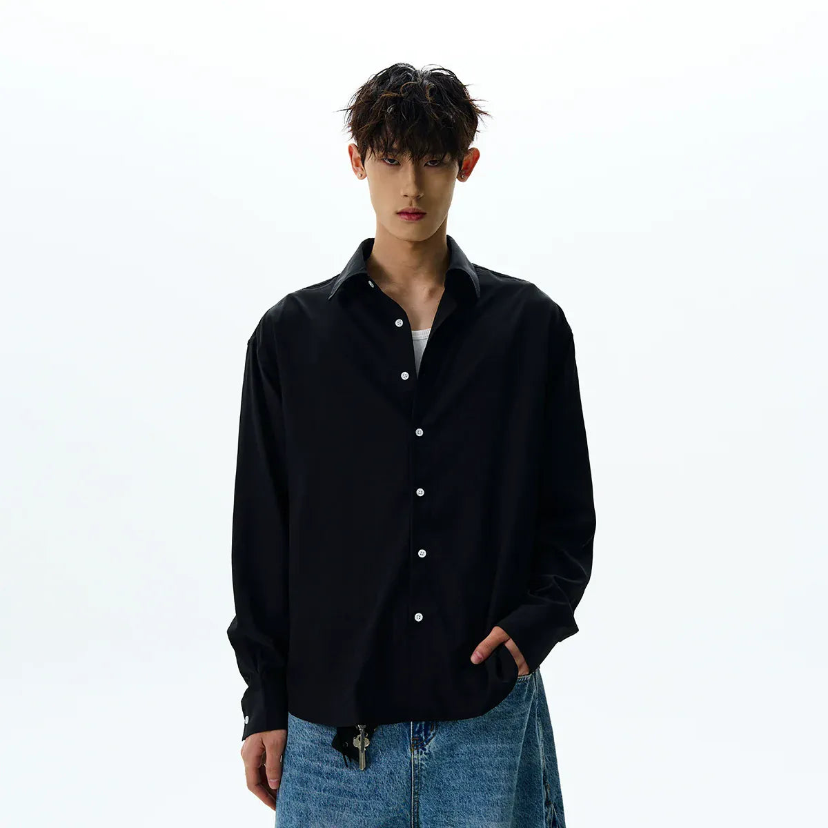 RT No. 40532 BLACK BUTTON UP SHIRT
