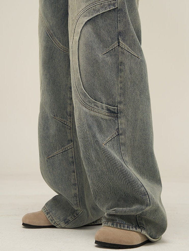 DECONSTRUCTED DENIM STRAIGHT JEANS