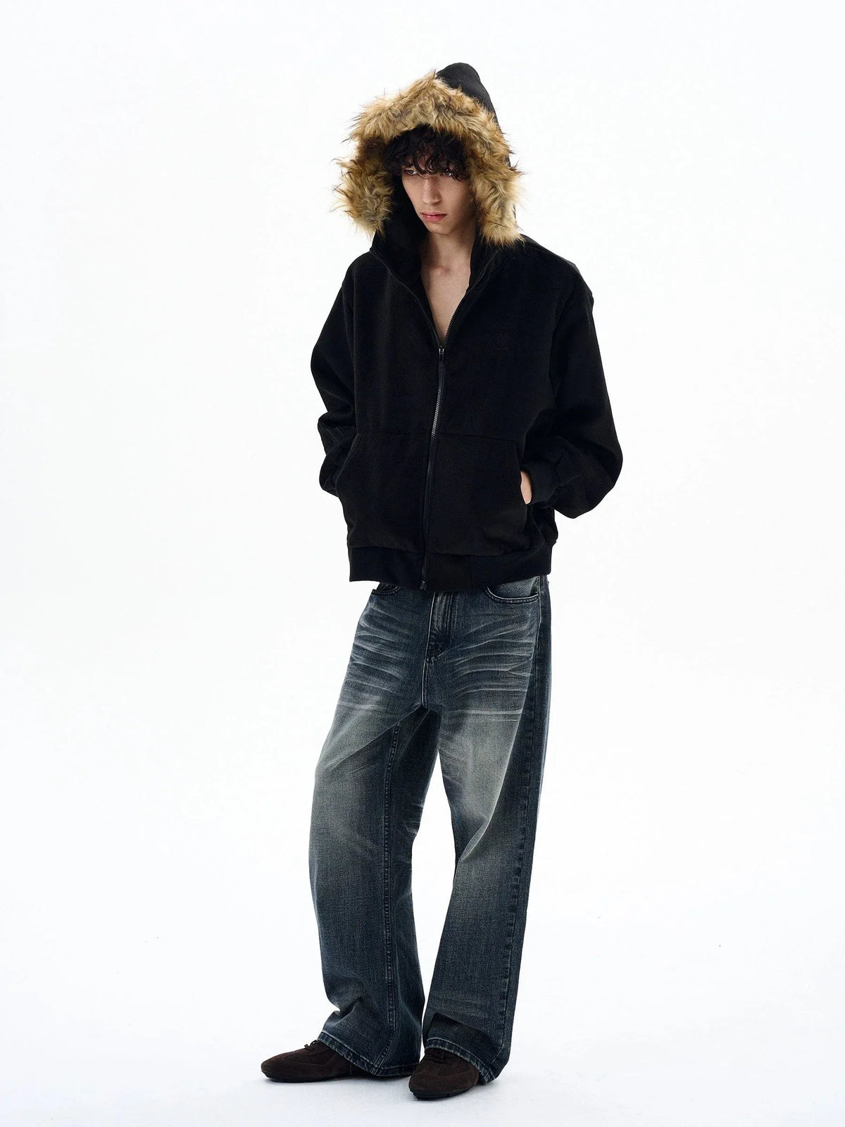 RT No. 32502 VELVET FUR ZIP HOODIE