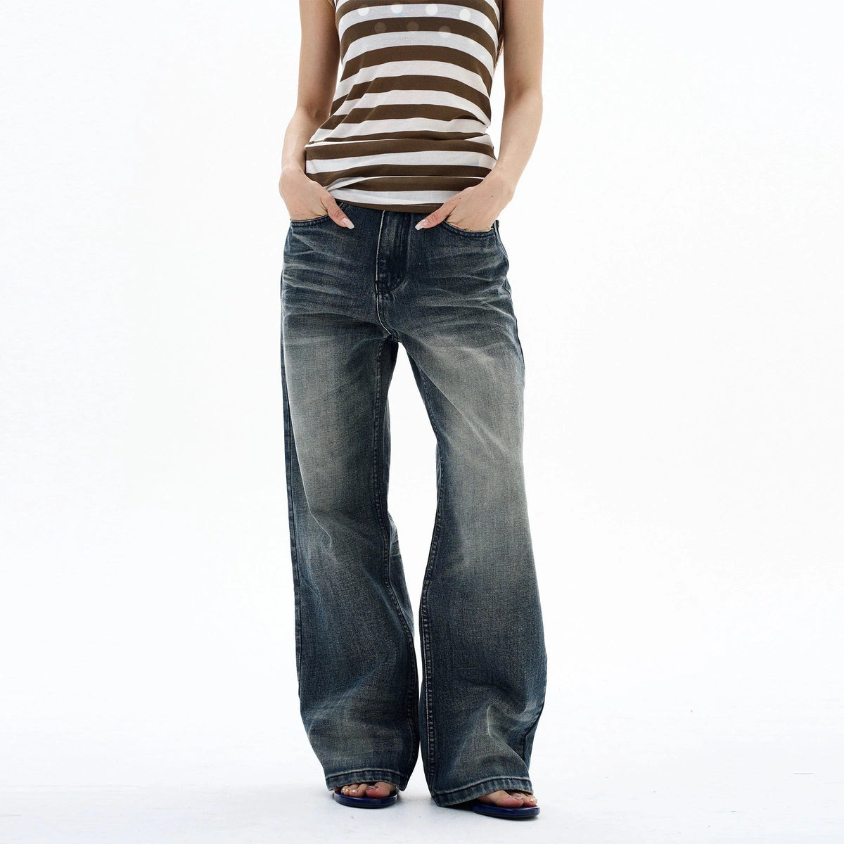 RT No. 29021 WASHED DENIM STRAIGHT JEANS