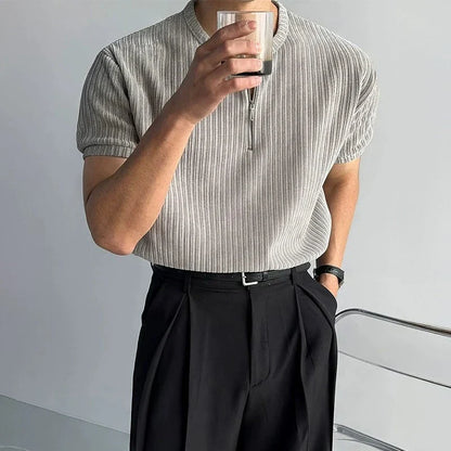 KNIT HALF ZIP SHORT SLEEVE