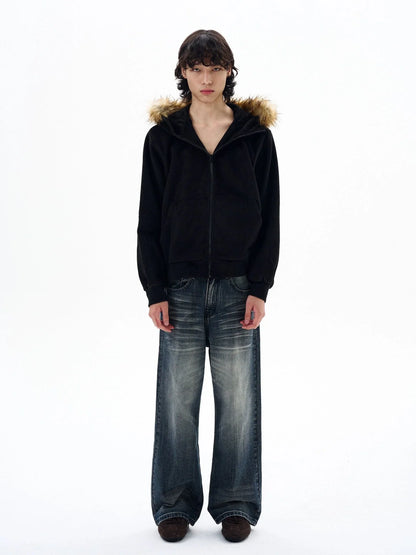 RT No. 32502 VELVET FUR ZIP HOODIE