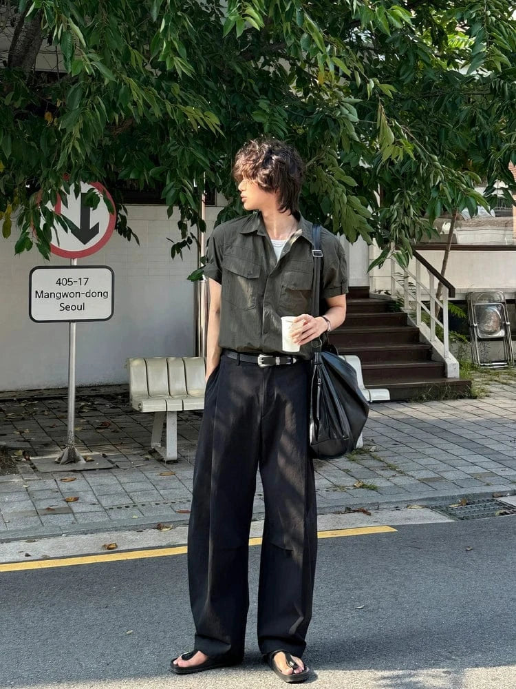 RT No. 31070 PLEATED STRAIGHT DRAPE PANTS