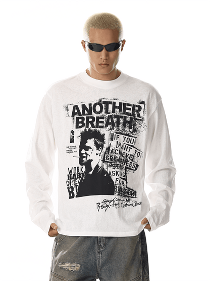 RT No. 32704 WHITE GRAPHIC PRINT LONGSLEEVE