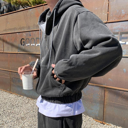 CHARCOAL GRAY ZIP-UP HOODIE & SWEATPANTS