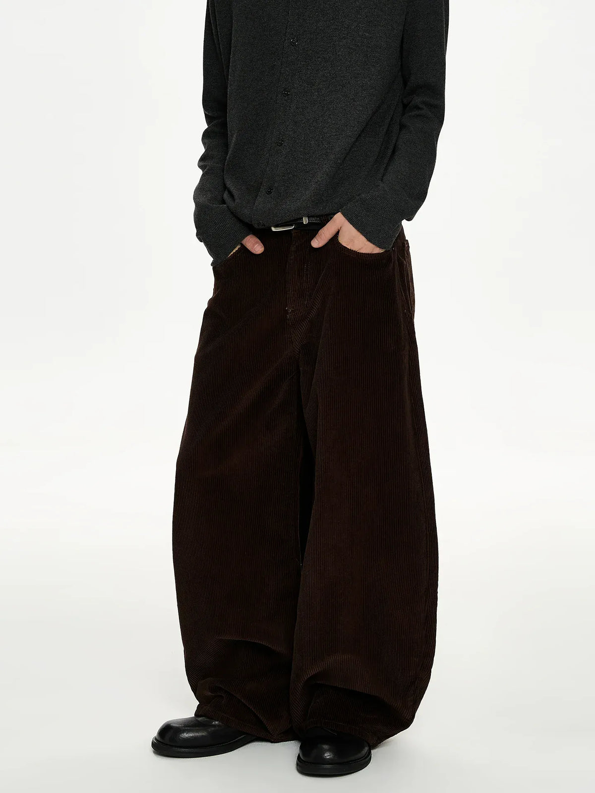 RT No. 50017 BROWN CORDUROY STRAIGHT PANTS