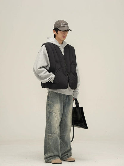 DECONSTRUCTED DENIM STRAIGHT JEANS